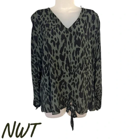 NWT UMGEE BLACK/GREEN ANIMAL PRINT TOP XLARGE #3 - Picture 1 of 9